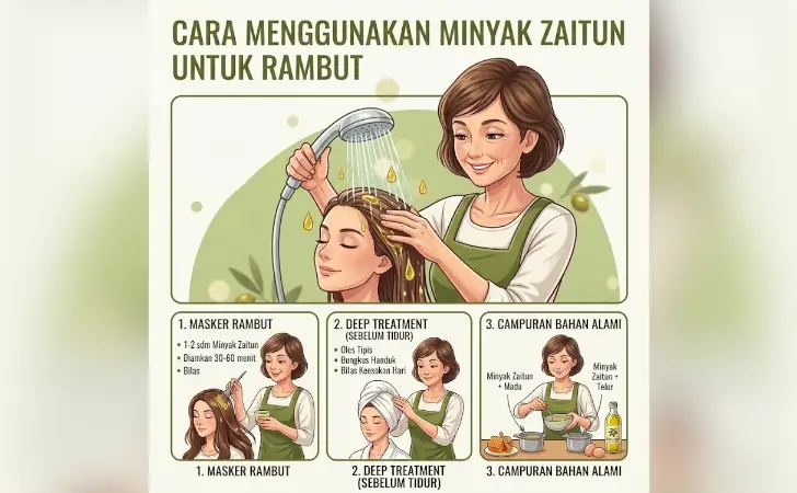 cara menggunakan minyak zaitun untuk rambut