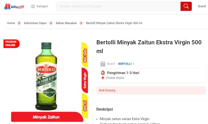 minyak zaitun untuk diminum di Indomaret dan Alfamart