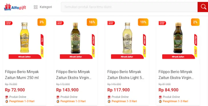 minyak zaitun untuk memasak di Indomaret dan Alfamart