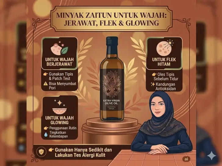 minyak zaitun untuk wajah berjerawat, flek hitam dan glowing