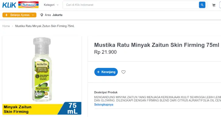 minyak zaitun untuk wajah di Indomaret dan Alfamart